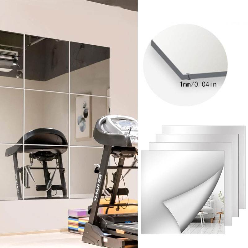 Home Gym Reviews - 8/16pcs1mm Self Adhesive Mirror Sheets Flexible