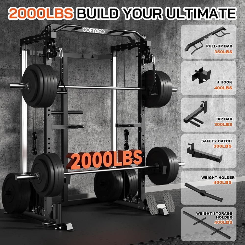 Multi Function Squat Power Cag - Home Gym Cable Pulley System 评论和价格