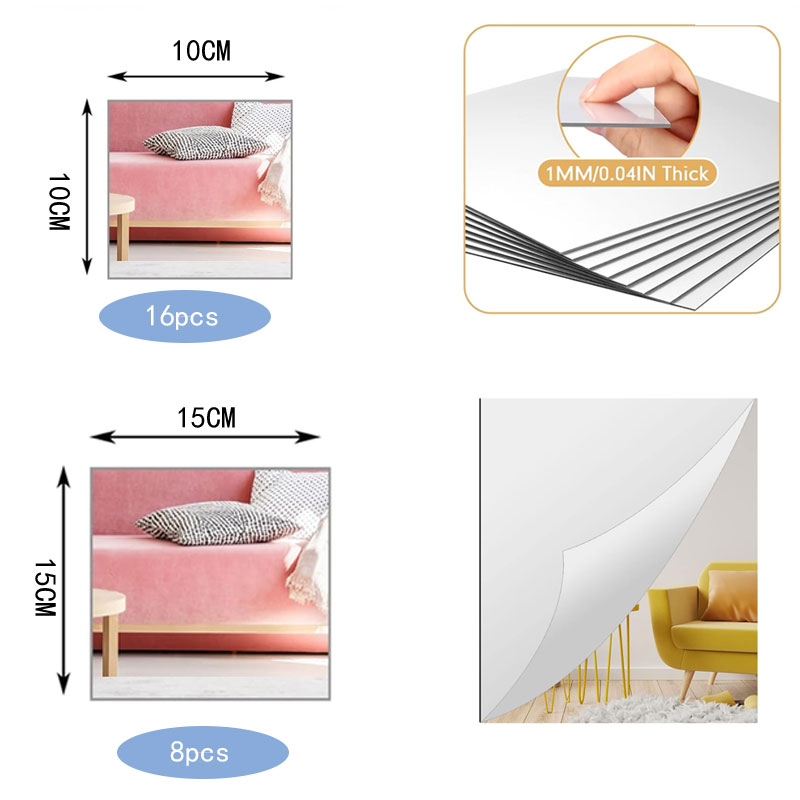 8/16pcs1mm Self Adhesive Mirro - Home Gym Reviews 评论和价格