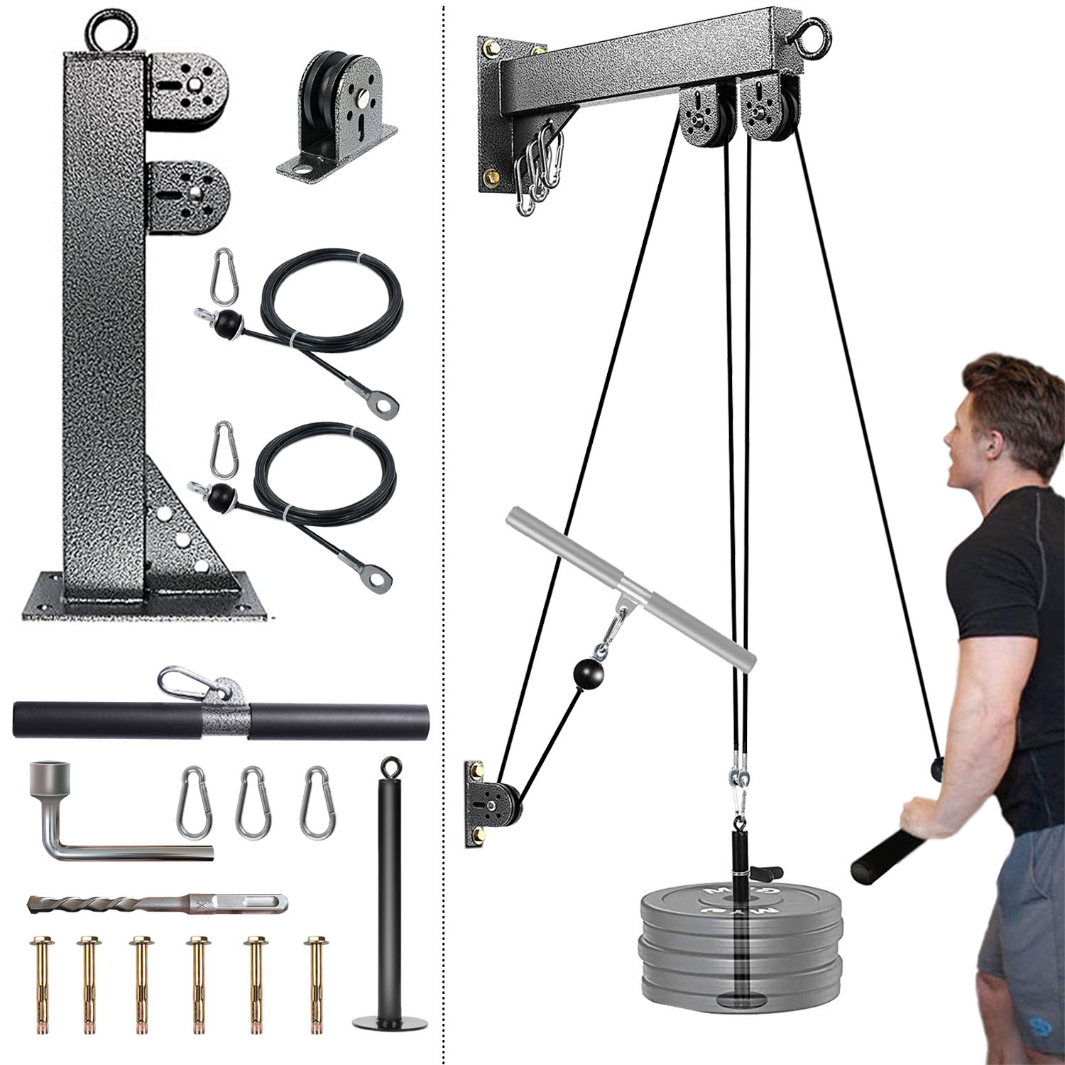 Fitness Wall Mounted Pulley Sy - Home Gym Cable Pulley System 评论和价格