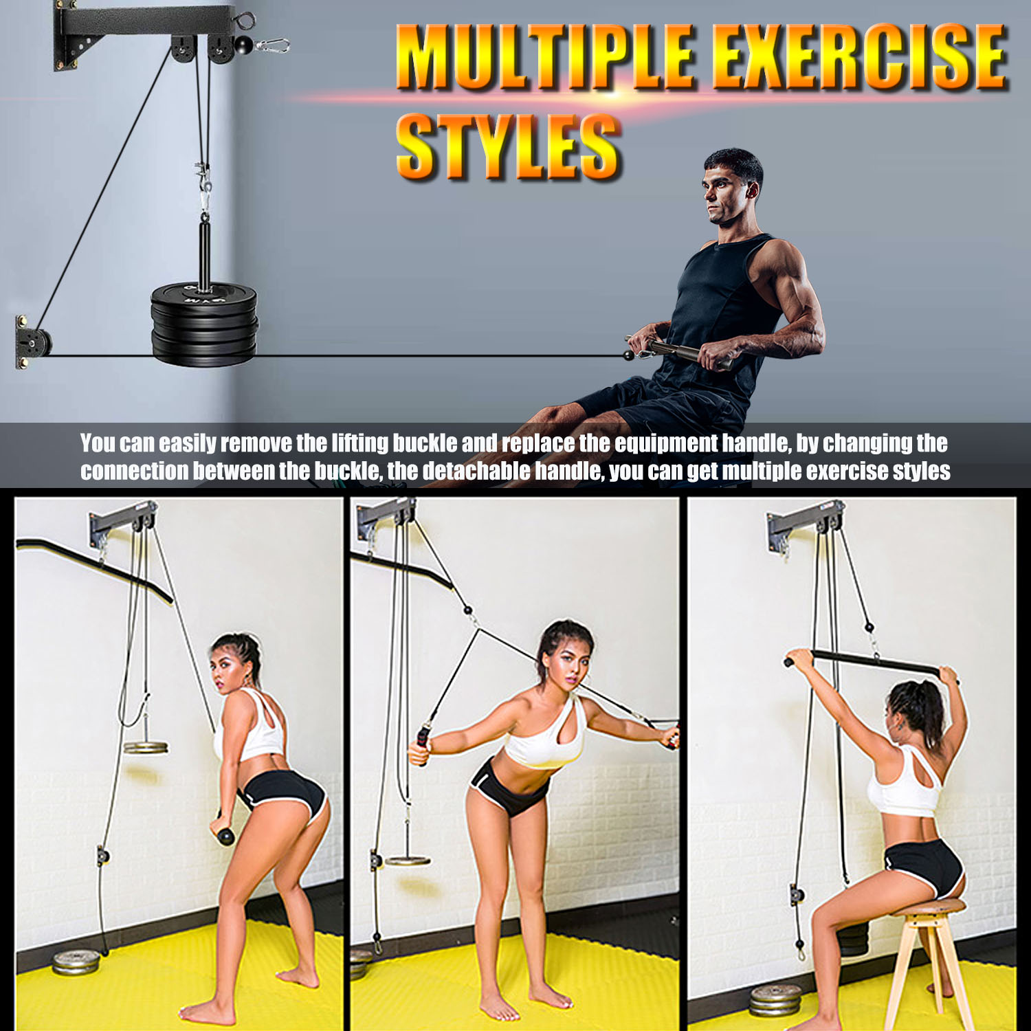 Fitness Wall Mounted Pulley Sy - Home Gym Cable Pulley System 评论和价格